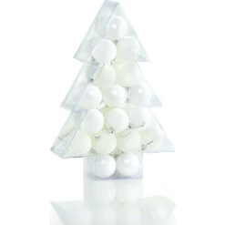 Ensemble De Boules De Noël Holiday Living En Plastique, Blanc, Paquet De 34