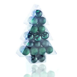 Ensemble De Boules De Noël Holiday Living En Plastique, Vert Foncé, Paquet De 34