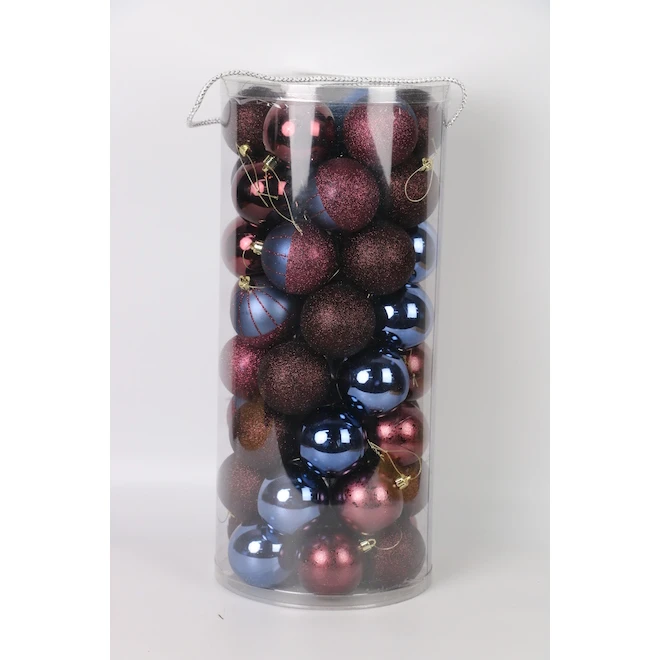 Ensemble D'ornement En Plastique Holiday Living, Plastique Doré, Mauve Et Bleu (50/pqt) 1 Ensemble D'ornement En Plastique Holiday Living, Plastique Doré, Mauve Et Bleu (50/pqt)