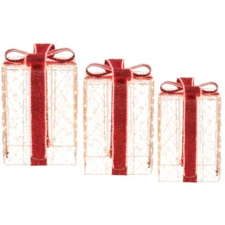 Décoration De Boîtes-cadeaux Holiday Living Autoportante, Lumière Blanc Chaud, 23 Po, Paquet De 3