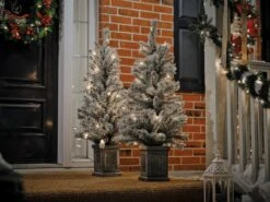 Ensemble De 2 Arbres De Noël Artificiels En Pot Illuminés Et Givrés De 4 Pi Holiday Living -Décoration De Noël 17745124c L