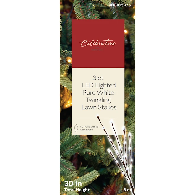 Piquets De Jardin Holiday Living Avec Lumières DEL Scintillantes Blanches, 30 Po, Paquet De 3 3 Piquets De Jardin Holiday Living Avec Lumières DEL Scintillantes Blanches, 30 Po, Paquet De 3 – Image 3