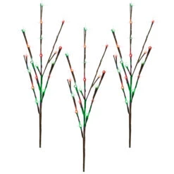 Piquets De Jardin Holiday Living Avec Lumières DEL Scintillantes Rouges Et Vertes, 30 Po, Paquet De 3