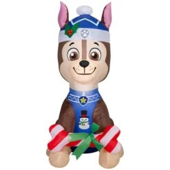 Chase De Pat'Patrouille Gonflable Illuminé Avec Canne De Noël Airblown Nickelodeon, 3,5 Pi