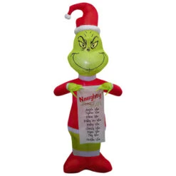 Dr. Seuss Grinch Avec Liste D'enfants Vilains Gonflable Illuminé Airblown Dr.Seuss, 6,5 Pi