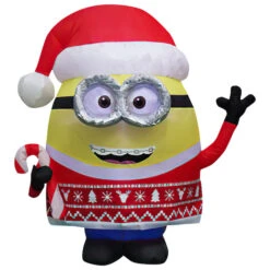 Minion Otto Gonflable Illuminé Avec Chandail De Noël Et Chapeau De Père Noël Airblown Universal, 3 Pi