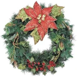 Couronne Décorée Intérieure/extérieure Henryka, 30 Po, Grand Poinsettia