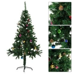 Sapin De Noël Artificiel De HomCom De 4,9 pi Sur Pieds Régulier, Vert -Décoration De Noël 330928528 AlternateImage3 l