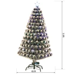 Sapin De Noël Artificiel De HomCom De 4 pi Floqué Sur Pieds Régulier Avec 16 Lumières Multicolores, Vert 7 Sapin De Noël Artificiel De HomCom De 4 pi Floqué Sur Pieds Régulier Avec 16 Lumières Multicolores, Vert -Décoration De Noël 330928539 AlternateImage2 l