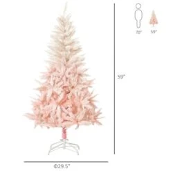 Sapin De Noël Artificiel De HomCom De 5 pi Sur Pieds De Style épinette Régulier, Rose -Décoration De Noël 330928548 AlternateImage2 l
