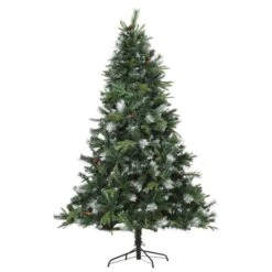 Sapin De Noël Artificiel De HomCom De 6,9 pi Floqué Sur Pieds Régulier, Vert