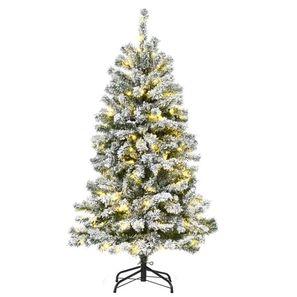 Sapin De Noël Artificiel De HomCom De 6 pi Floqué Sur Pieds Régulier Avec 250 Lumières Multicolores, Vert 1 Sapin De Noël Artificiel De HomCom De 6 pi Floqué Sur Pieds Régulier Avec 250 Lumières Multicolores, Vert