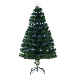 Sapin De Noël Artificiel De HomCom De 4 pi Sur Pieds Régulier Avec 130 Lumières Multicolores, Vert