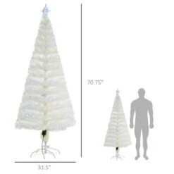 Sapin De Noël Artificiel De HomCom De 6 pi Sur Pieds Régulier Avec 220 Lumières Multicolores, Blanc -Décoration De Noël 330928575 AlternateImage2 l