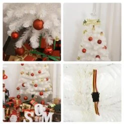 Sapin De Noël Artificiel De HomCom De 6 pi Sur Pieds Régulier Avec 220 Lumières Multicolores, Blanc -Décoration De Noël 330928575 AlternateImage3 l