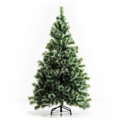 Sapin De Noël Artificiel De HomCom De 5 pi Floqué Sur Pieds De Style Pin Régulier, Vert