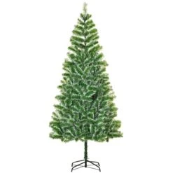 Sapin De Noël Artificiel De HomCom De 7 pi Floqué Sur Pieds De Style Pin Régulier, Vert
