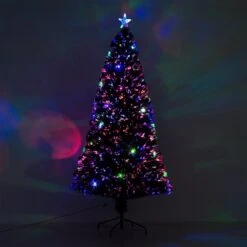 Sapin De Noël Artificiel De HomCom De 6 pi Sur Pieds Style Pin Régulier Avec 24 Lumières Multicolores, Vert -Décoration De Noël 330928661 AlternateImage4 l