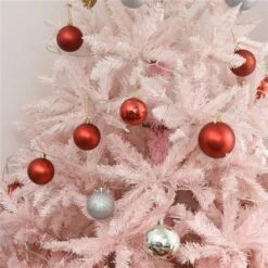 Sapin De Noël Artificiel De HomCom De 6 pi Sur Pieds De Style épinette Régulier, Rose -Décoration De Noël 330928676 AlternateImage4 l