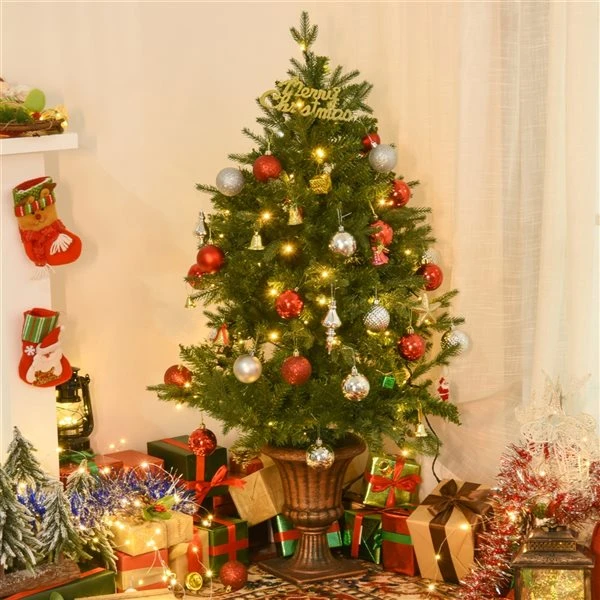 Sapin De Noël Artificiel De HomCom De 4 pi En Pot Régulier Avec 80 Lumières Constantes Multicolores, Vert 2 Sapin De Noël Artificiel De HomCom De 4 pi En Pot Régulier Avec 80 Lumières Constantes Multicolores, Vert – Image 2