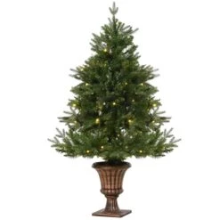 Sapin De Noël Artificiel De HomCom De 4 pi En Pot Régulier Avec 80 Lumières Constantes Multicolores, Vert