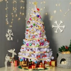 Sapin De Noël Artificiel De HomCom De 5,9 pi Sur Pieds De Style épinette Régulier, Blanc -Décoration De Noël 330928697 AlternateImage3 l
