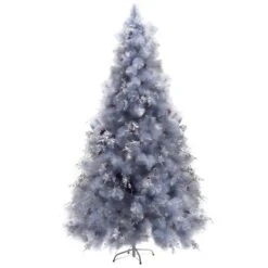 Sapin De Noël Artificiel De HomCom De 7 pi Sur Pieds De Style Pin Régulier, Bleu