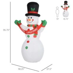 Bonhomme De Neige De Noël Gonflable Avec DEL Par HomCom De 95,75 po -Décoration De Noël 330936147 AlternateImage2 l