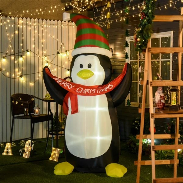 Pingouin De Noël Gonflable Avec DEL Par HomCom De 95,75 po 2 Pingouin De Noël Gonflable Avec DEL Par HomCom De 95,75 po – Image 2
