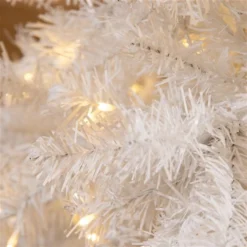 Arbre De Noël Artificiel Blanc HomCom De 6 pi Charnu Avec 250 Lumières DEL Blanc Chaud -Décoration De Noël 330951204 AlternateImage3 l