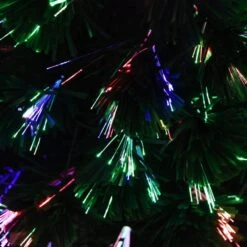 Arbre De Noël Artificiel HomCom De 2,5 pi Charnu Avec Lumières Multicolores étincelantes De Fibre Optique, Vert -Décoration De Noël 330951261 AlternateImage3 l