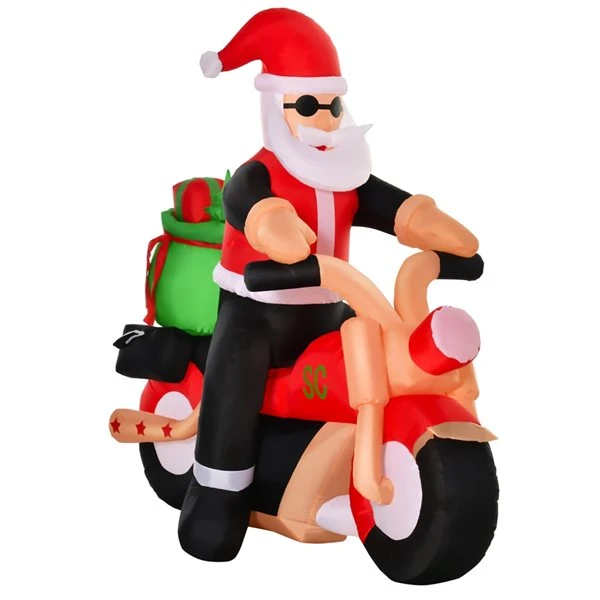 Père Noël à Moto Gonflable Par HomCom De 5,5 pi Avec Lumière Interne 1 Père Noël à Moto Gonflable Par HomCom De 5,5 pi Avec Lumière Interne