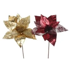 Branche Décorative Brillante Et Spiralée De Poinsettia Par IH Casa Decor, Ens. De 6