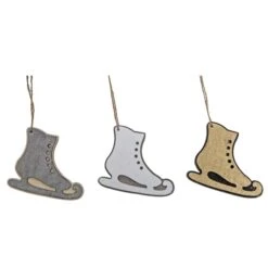 Ornements Assortis En Forme De Patin IH Casa Decor Plat En Bois, Ensemble De 12