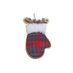 Ornements En Forme De Mitaine IH Casa Decor En Mousse Avec Tissu écossais, Ensemble De 12