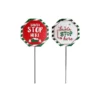 Piquets Octogonaux Assortis IH Casa Decor « Santa Stop Here » En Métal, Ensemble De 2