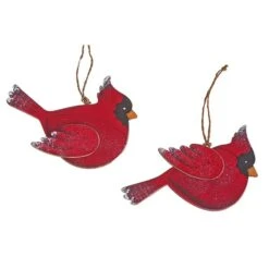 Ornements En Forme De Cardinal IH Casa Decor En Bois Rouge, Ensemble De 12