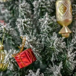 Arbre De Noël Pin Artificiel HomCom Enneigé Vert étroit De 6 Pi Sur Pied -Décoration De Noël 331058265 AlternateImage4 l