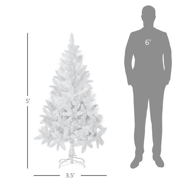 Arbre De Noël Pin Artificiel HomCom Blanc Charnu De 5 Pi Sur Pied 3 Arbre De Noël Pin Artificiel HomCom Blanc Charnu De 5 Pi Sur Pied – Image 3
