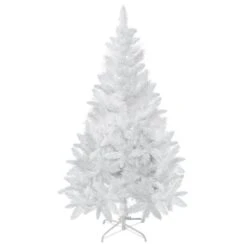 Arbre De Noël Pin Artificiel HomCom Blanc Charnu De 5 Pi Sur Pied