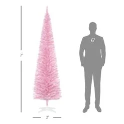 Arbre De Noël Artificiel Pin HomCom Rose étroit De 7 Pi Sur Pied -Décoration De Noël 331058287 AlternateImage2 l