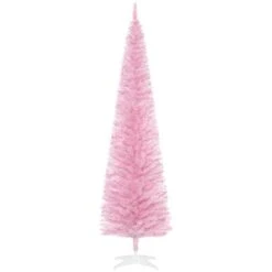 Arbre De Noël Artificiel Pin HomCom Rose étroit De 7 Pi Sur Pied