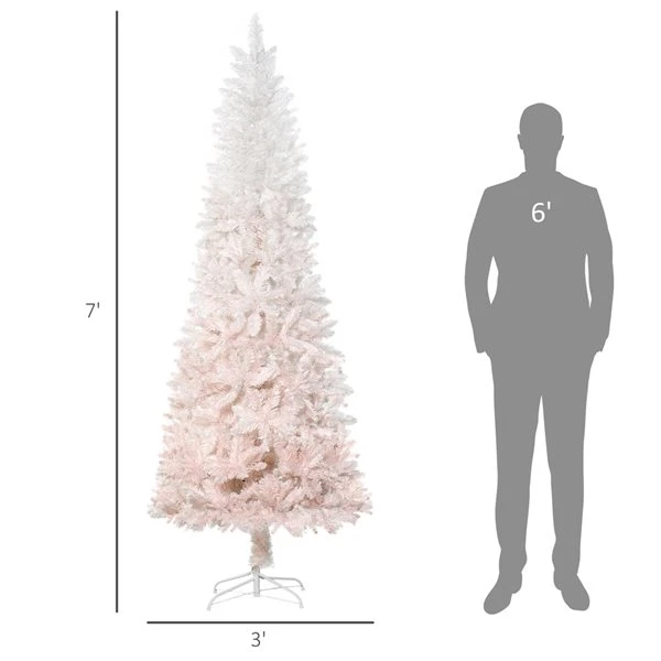 Arbre De Noël Pin Artificiel HomCom Blanc Mince De 7 Pi Sur Pied 3 Arbre De Noël Pin Artificiel HomCom Blanc Mince De 7 Pi Sur Pied – Image 3