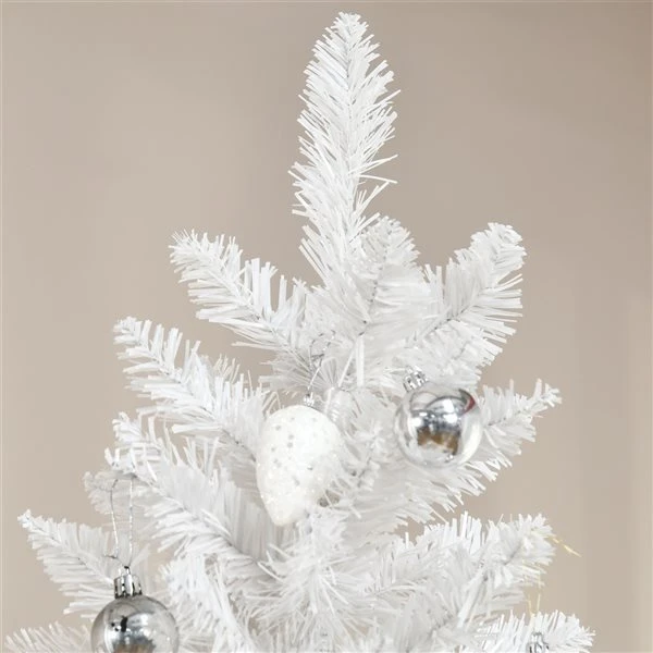 Arbre De Noël Pin Artificiel HomCom Blanc Mince De 7 Pi Sur Pied 4 Arbre De Noël Pin Artificiel HomCom Blanc Mince De 7 Pi Sur Pied – Image 4