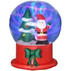 Père Noël Gonflable De 5 Pi Et Arbre De Noël Dans Une Boule De Crystal Par Outsunny