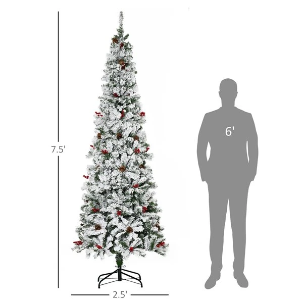Arbre De Noël Artificiel Mince De 7,5 Pi Avec Flocons De Neige Par HOMCOM 3 Arbre De Noël Artificiel Mince De 7,5 Pi Avec Flocons De Neige Par HOMCOM – Image 3