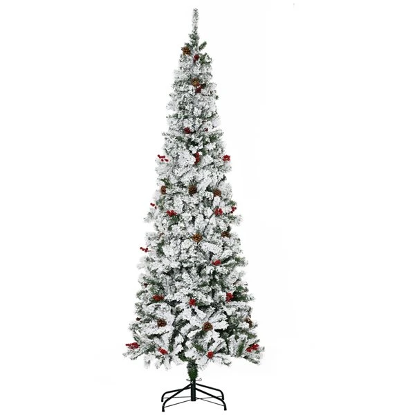 Arbre De Noël Artificiel Mince De 7,5 Pi Avec Flocons De Neige Par HOMCOM 1 Arbre De Noël Artificiel Mince De 7,5 Pi Avec Flocons De Neige Par HOMCOM