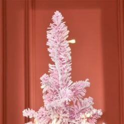 Arbre De Noël Artificiel Mince De 6 Pi Avec Lumière DEL Par HOMCOM, Rose -Décoration De Noël 331061749 AlternateImage3 l