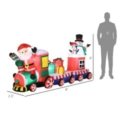 Train De Noël Gonflable De 8 Pi Avec Père Noël Par Outsunny -Décoration De Noël 331061753 AlternateImage2 l
