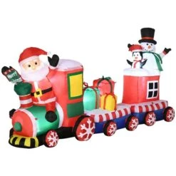 Train De Noël Gonflable De 8 Pi Avec Père Noël Par Outsunny